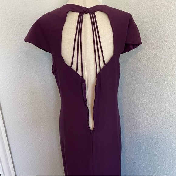 Formal Dress Maxi Purple Rhinestone Cut Out Lace Pleat Sexy Roberta SZ 20 - Picture 9 of 14